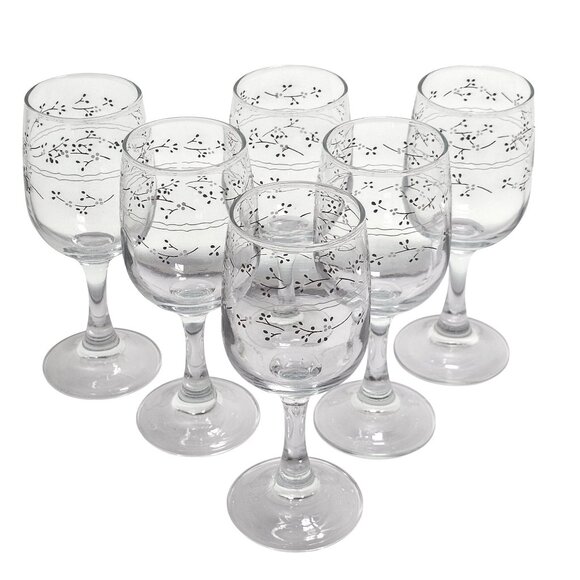 6 Anchor Hocking Hawthorn Goblets 6" wine glasses brown Country Accents 1980s - Picture 6 of 10